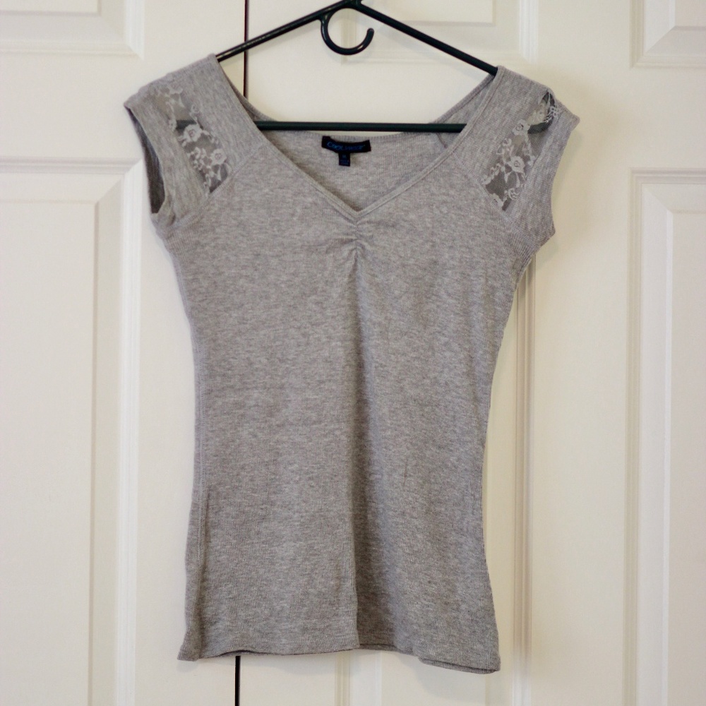 Lace Short Sleeve Grace Summer V Neck Tee